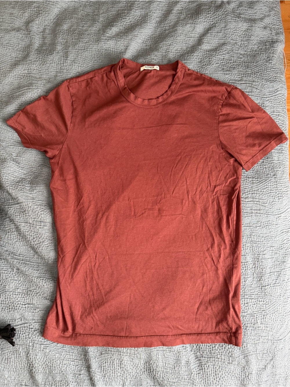 Buck Mason Short Sleeve Crew in Rust Red